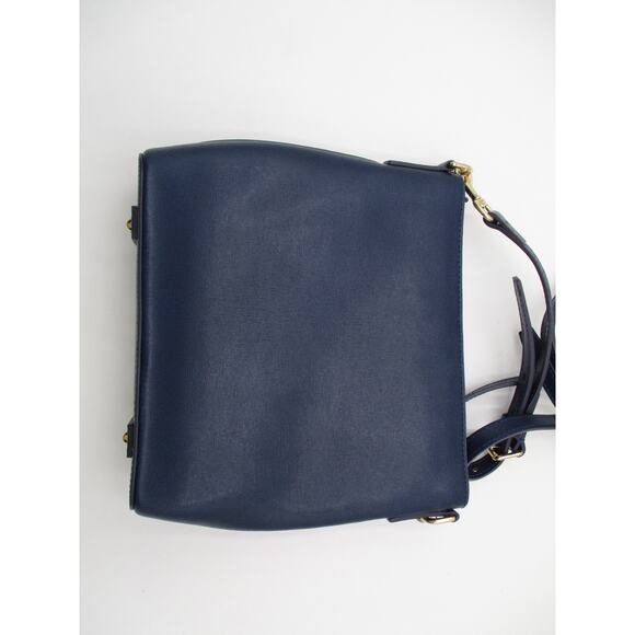 Dooney & Bourke Navy Blue Saffiano Leather Crossbody Bag Gold Trim - Picture 3 of 8